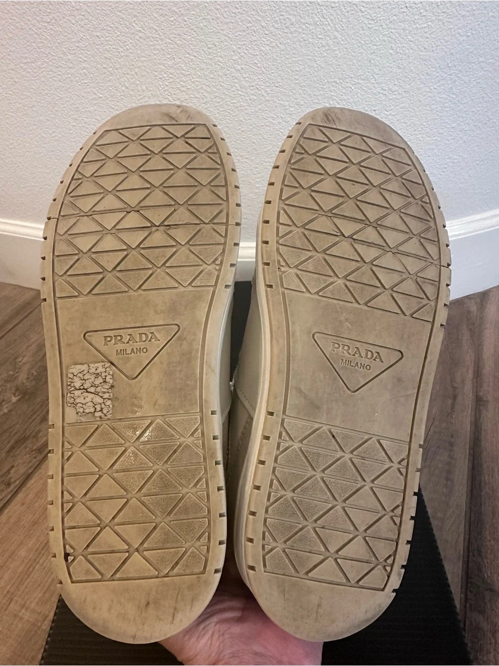 Prada Women’s Off-White Leather Low-Top Sneakers